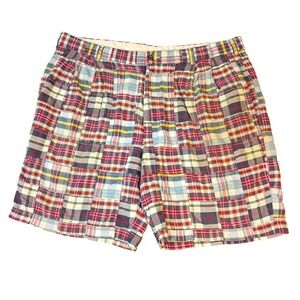 Jos A Bank Mens Patchwork Madras Shorts Size 40 Multicolor Plaid Cotton Pleated